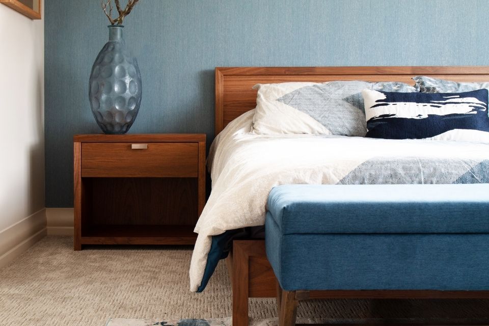 Blue bedroom designed by Louis Duncan-He
